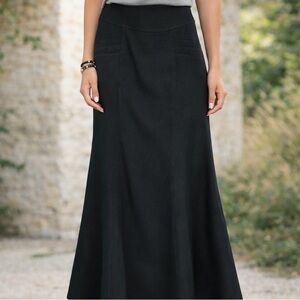 Vintage Mermaid Style Maxi Skirt Womens EU 30 Black Flare Mary Poppins‎ Goth Emo